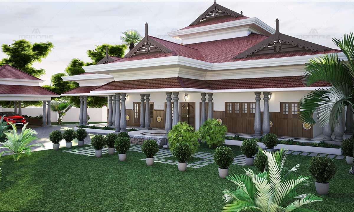 Kerala style Nalukettu home design in Palakkad showcasing traditional architecture