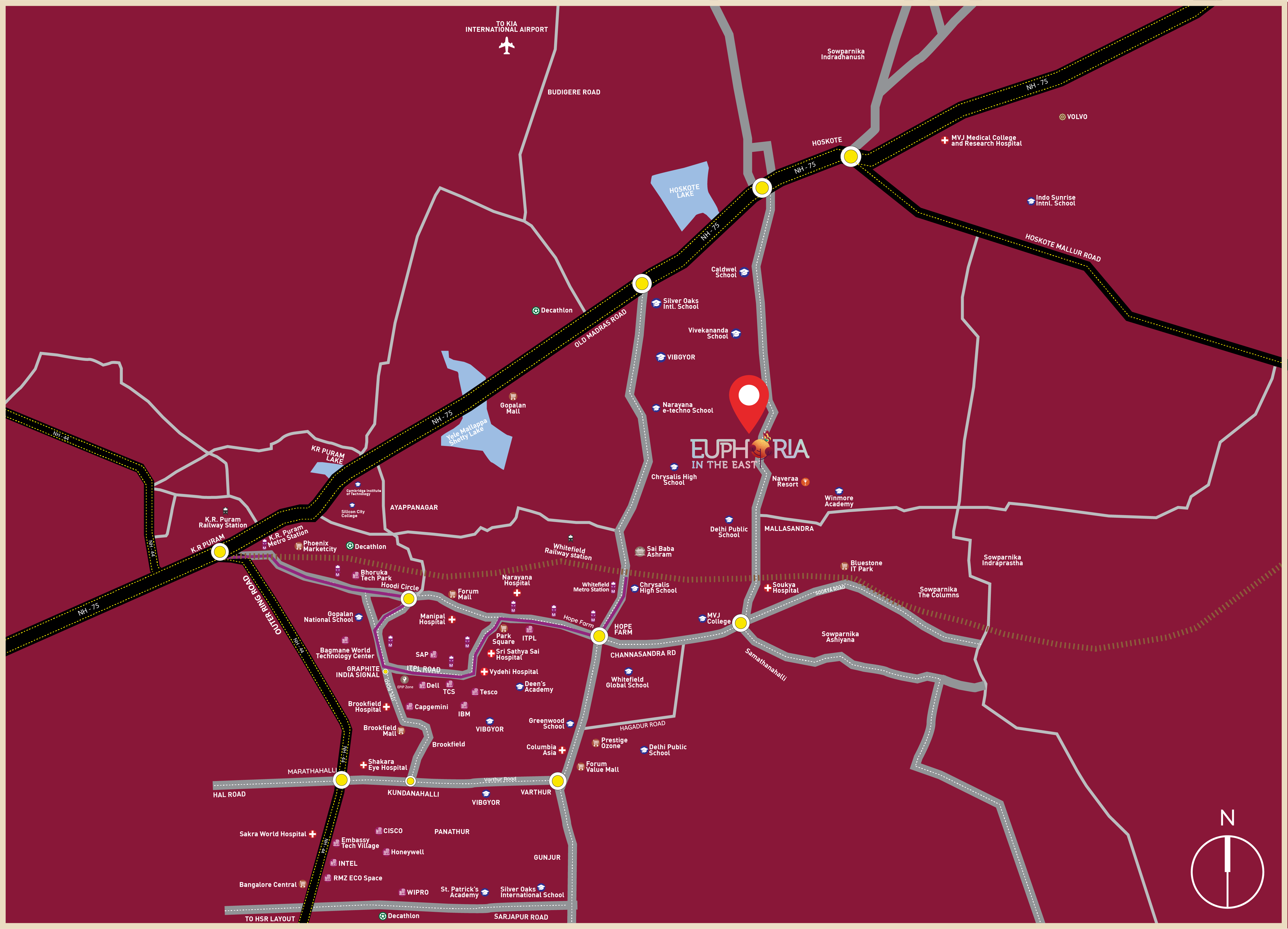 Euphoria In The East Location Map - Prime Location in Whitefield, Bangalore