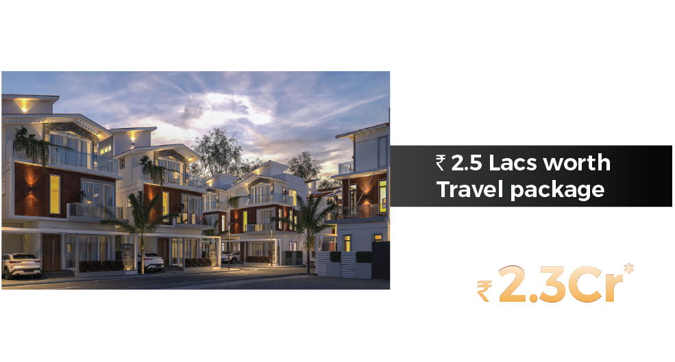 Luxurious 5 BHK villa with modern facade in a serene green setting at Sowparnika Life On The Green