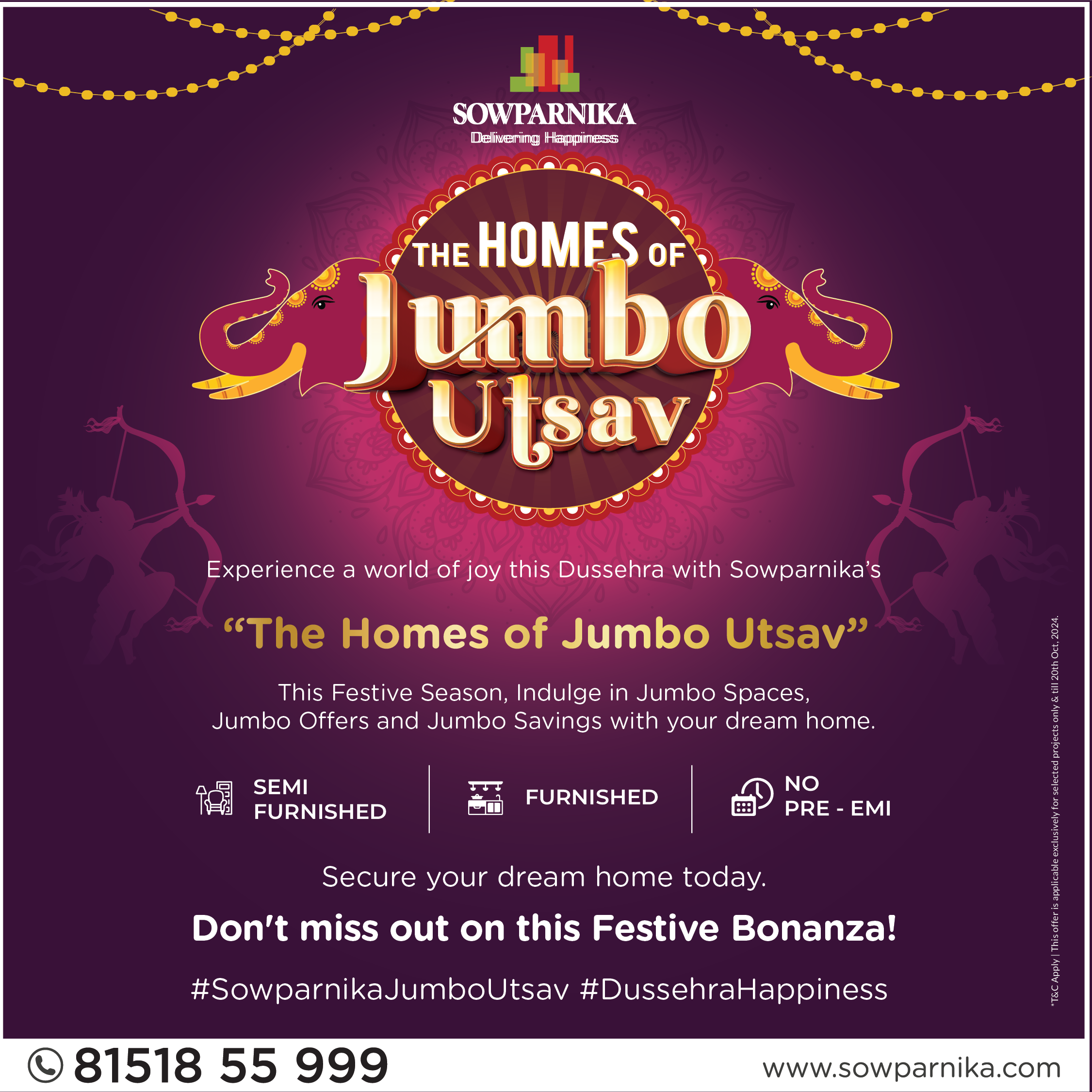 Experience a world of joy this Dussehra with Sowparnika's The Homes of Jumbo Utsav