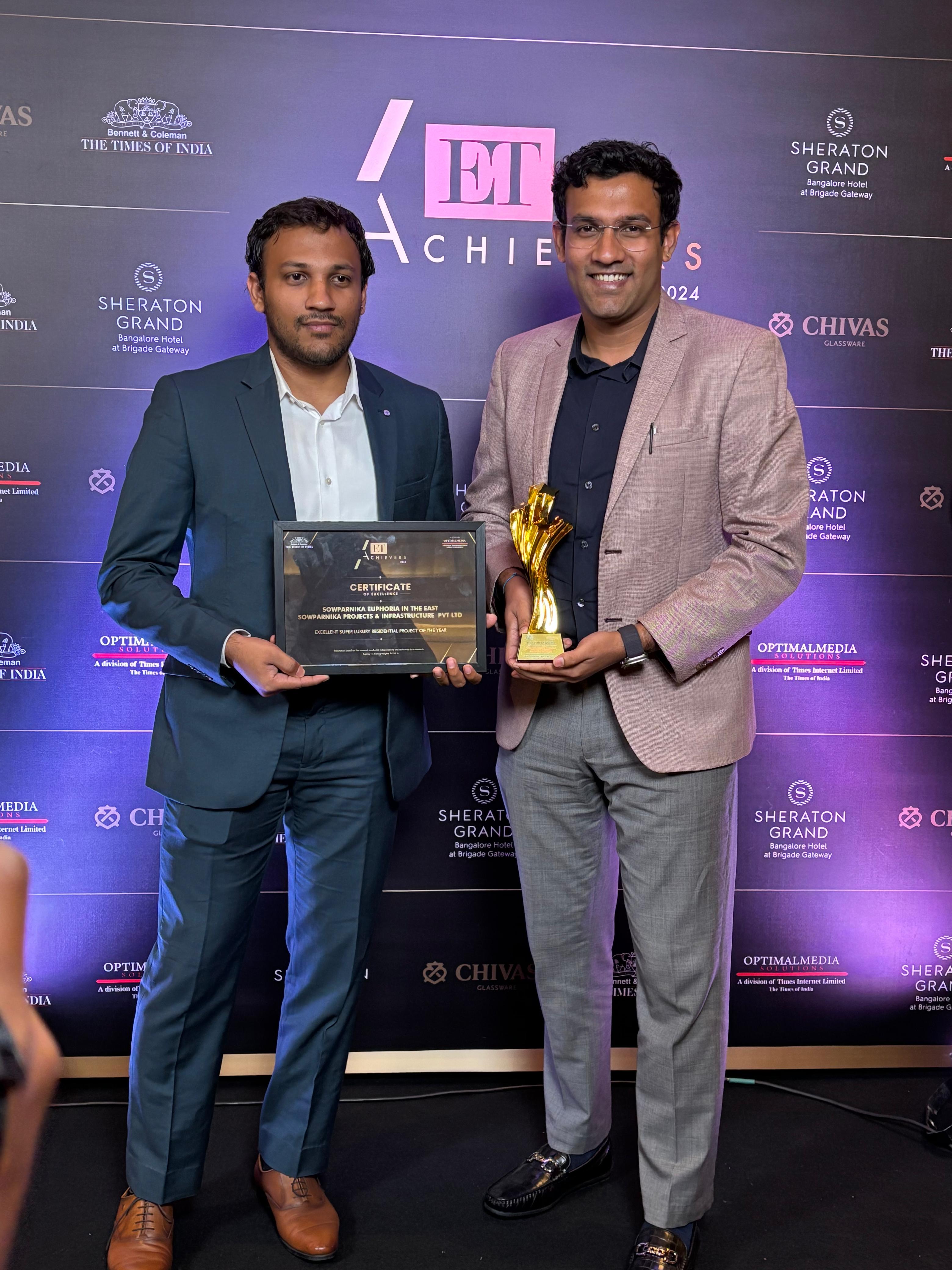 Sowparnika Euphoria in the East has received the distinguished title of Excellent Super Luxury Residential Project of the Year