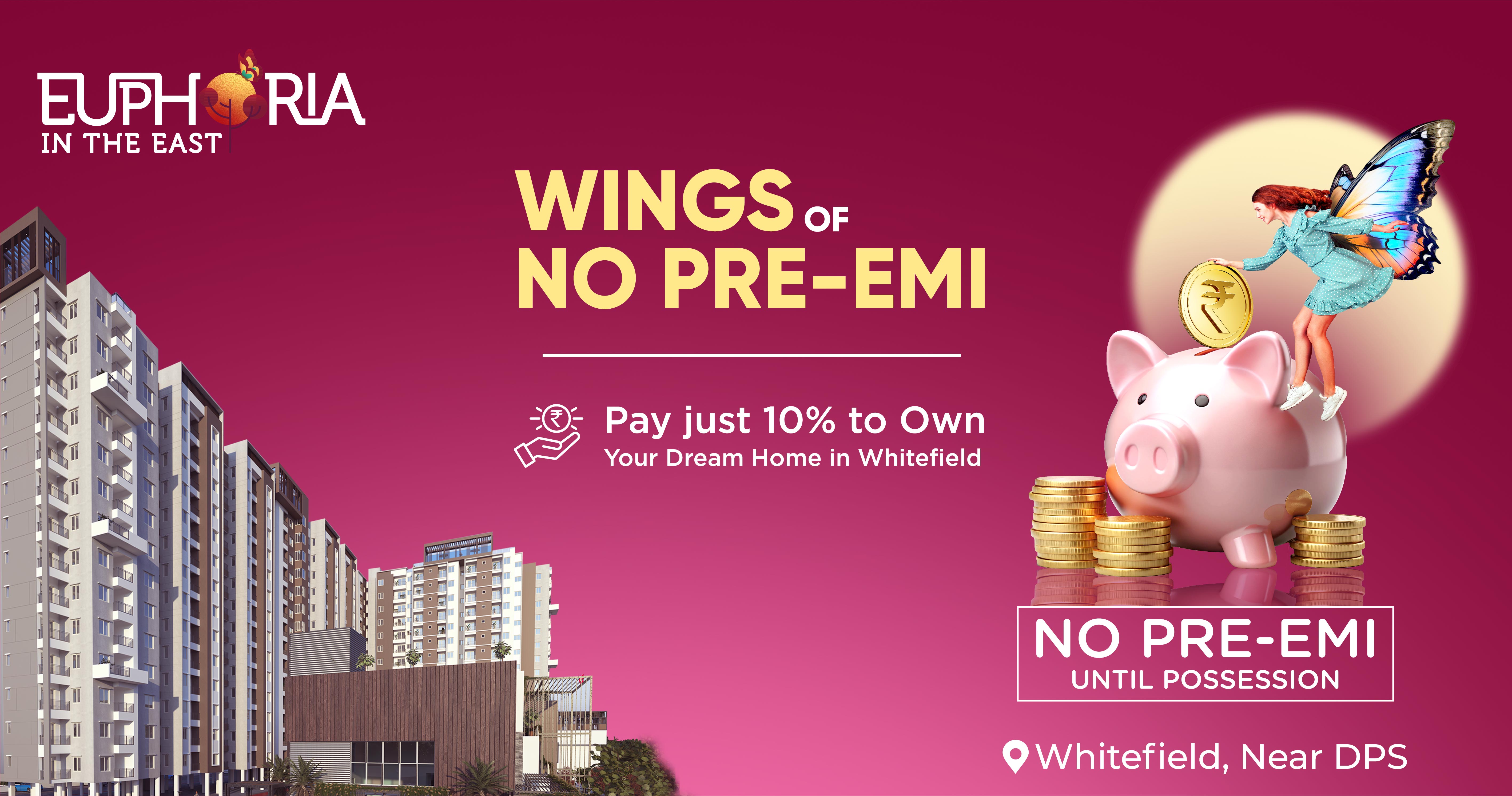 Sowparnika Euphoria In The Eastno Pre EMI Till Posession and Pay just 10% to own your dream home in whitefield