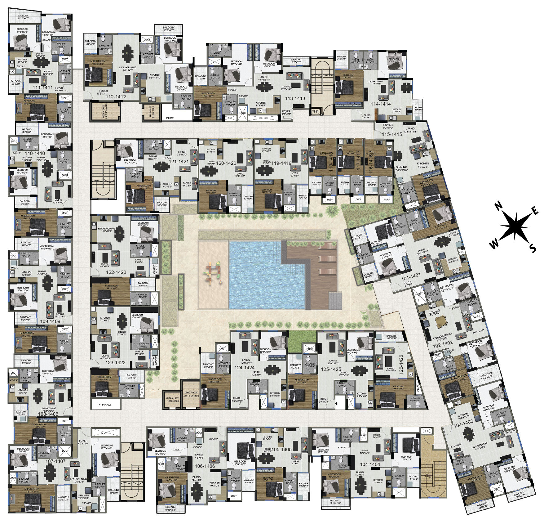 Sowparnika-Columns-Typical-Floor-plan