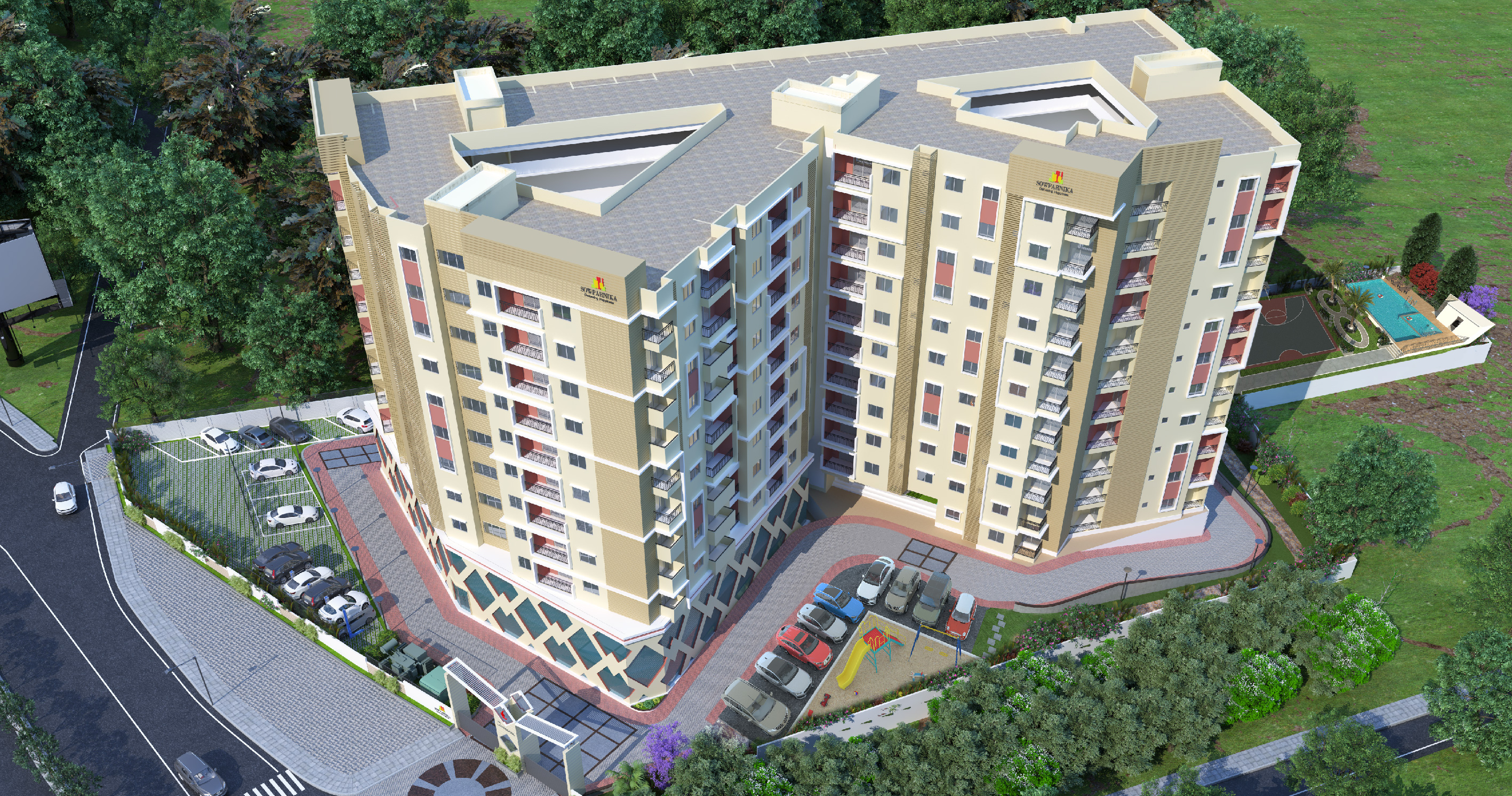 Sowparnika The Landmark - Aerial View of Luxury Apartments in Mysore/Mysuru